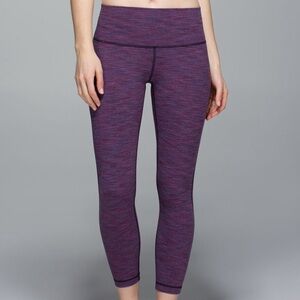 Lululemon Wunder Under Cropped Leggings Purple patterned space dye size 4